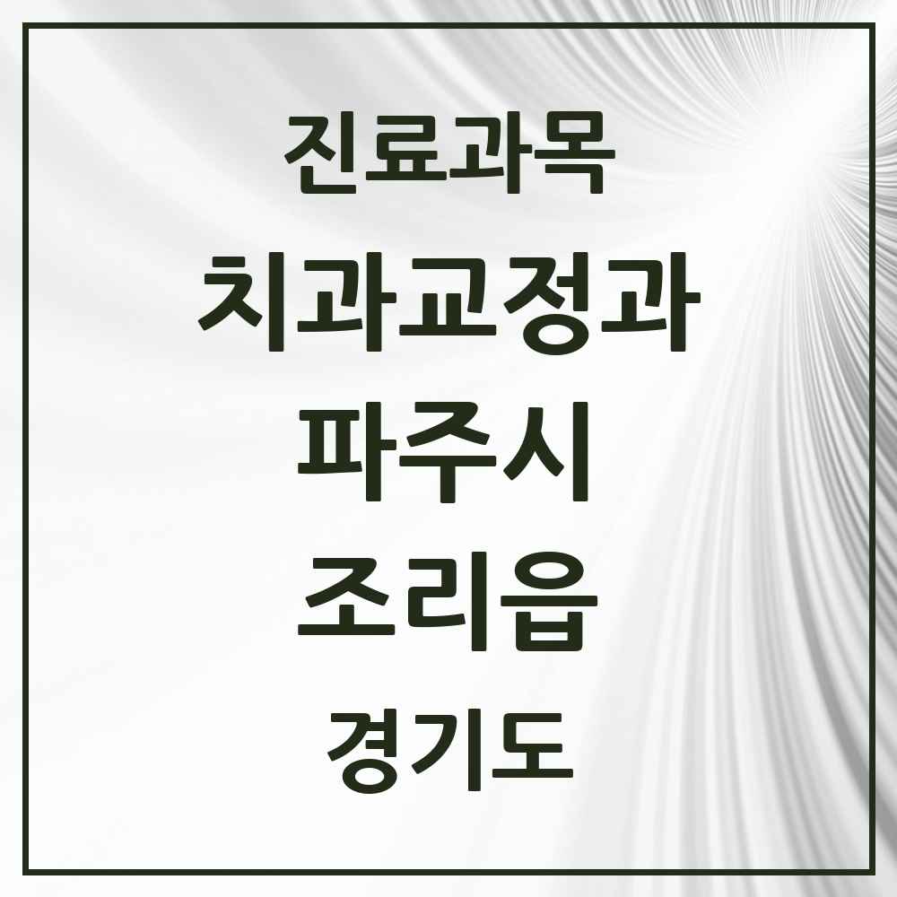 2025 경기도 파주시 조리읍 교정치과 목록 3곳