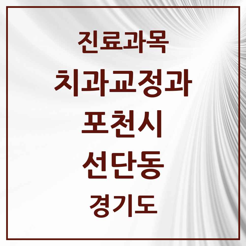 2025 경기도 포천시 선단동 교정치과 목록 2곳