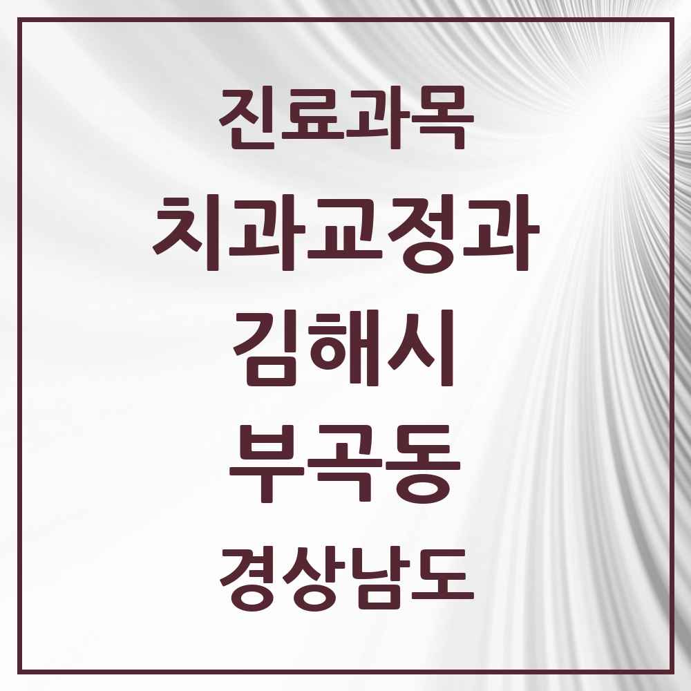 2025 경상남도 김해시 부곡동 교정치과 목록 10곳