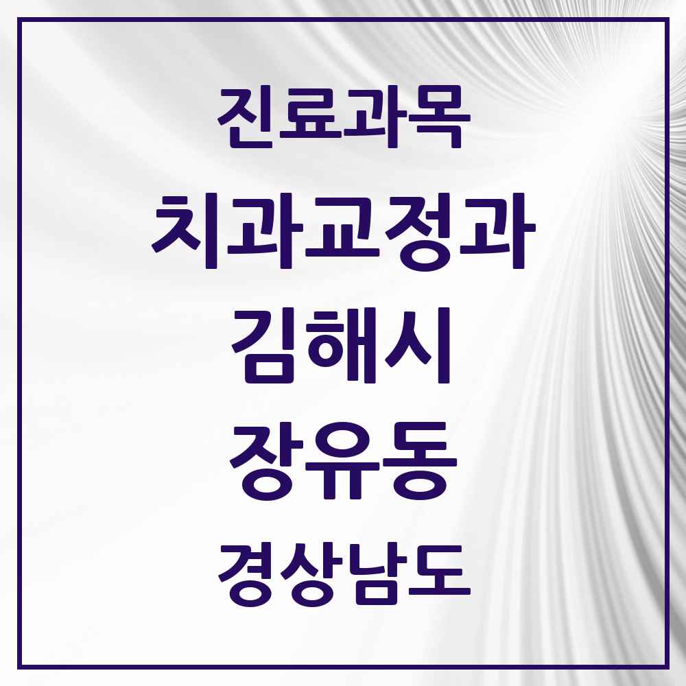 2025 경상남도 김해시 장유동 교정치과 목록 5곳