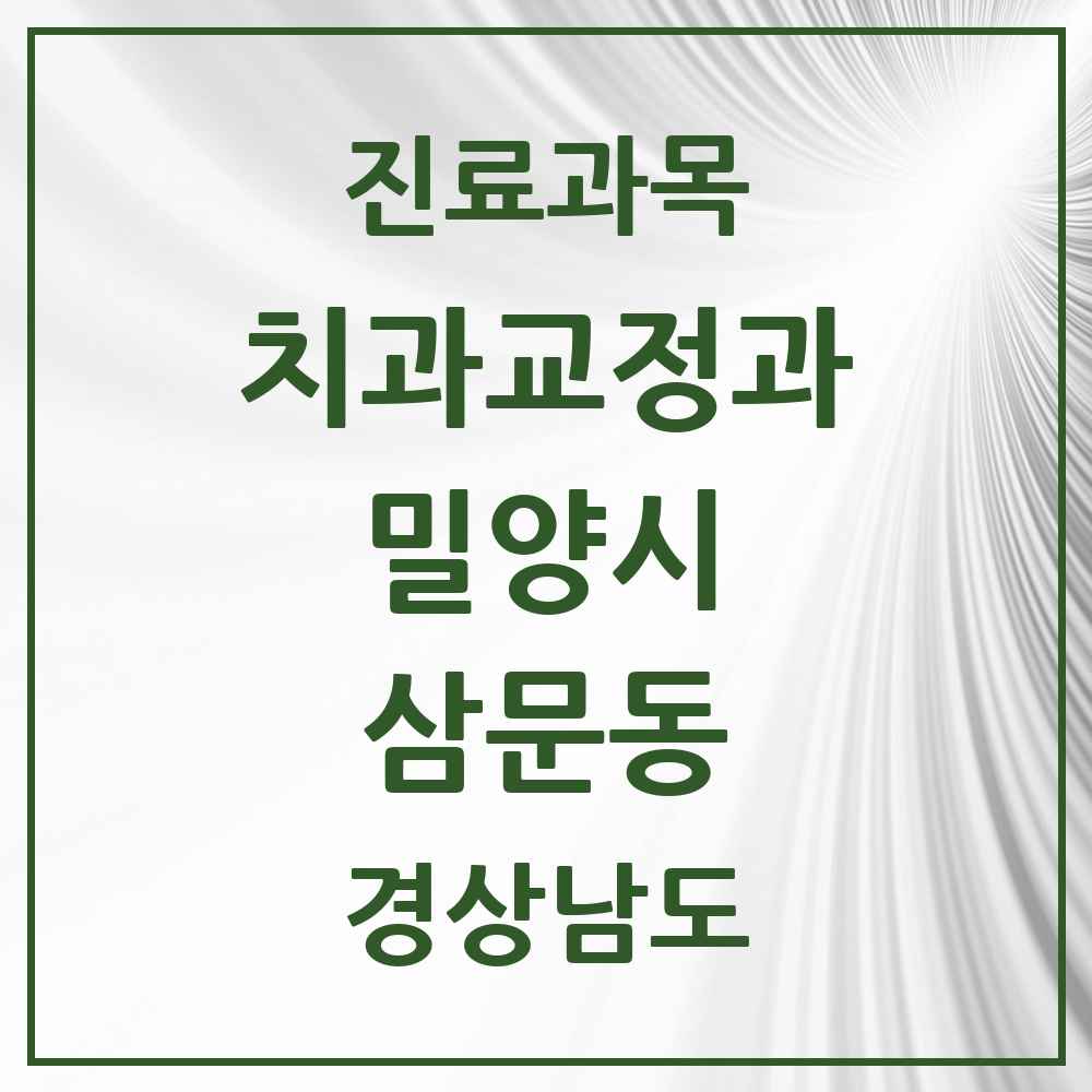 2025 경상남도 밀양시 삼문동 교정치과 목록 2곳
