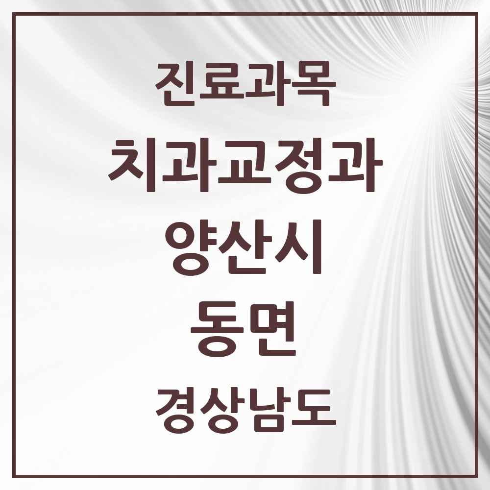 2025 경상남도 양산시 동면 교정치과 목록 8곳