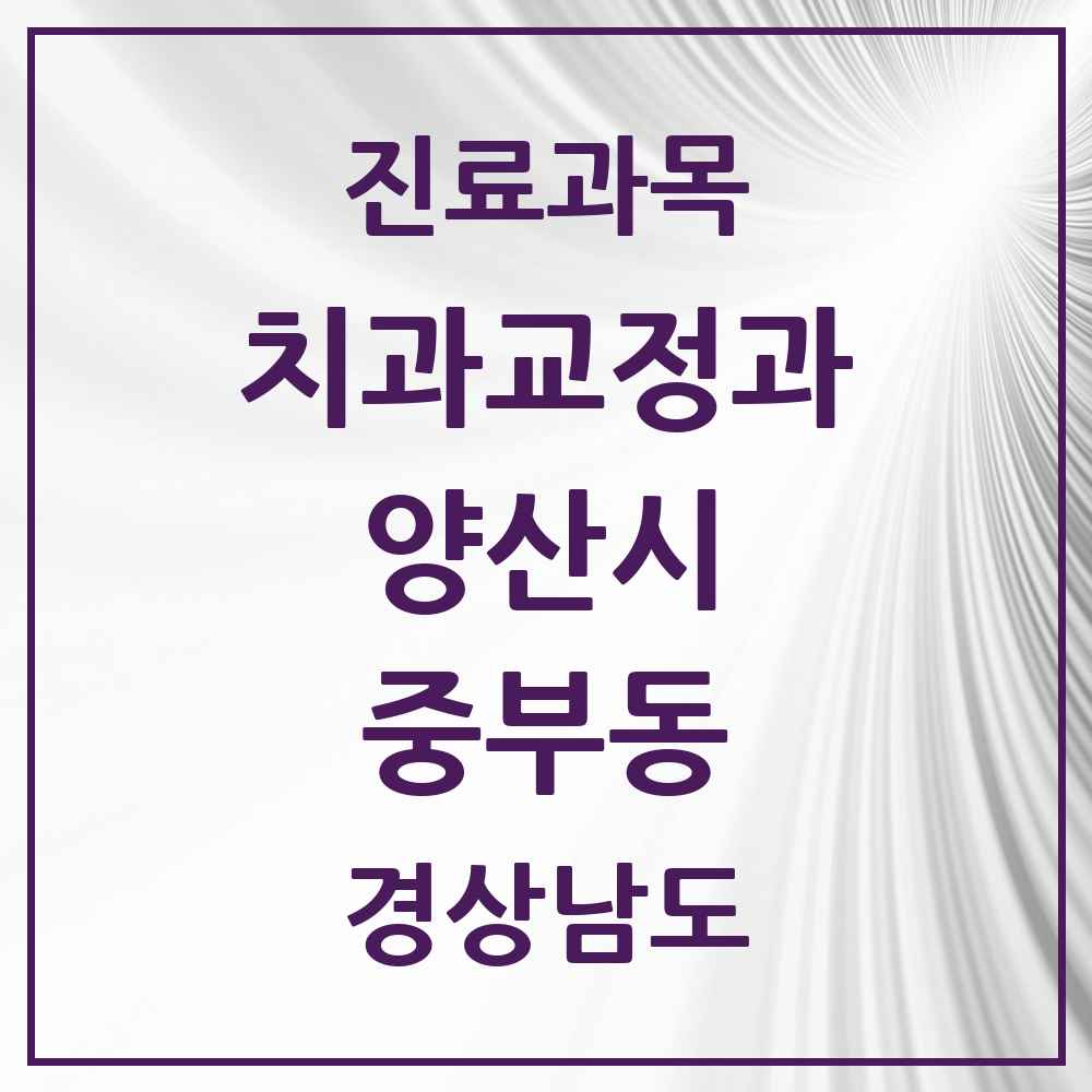 2025 경상남도 양산시 중부동 교정치과 목록 10곳