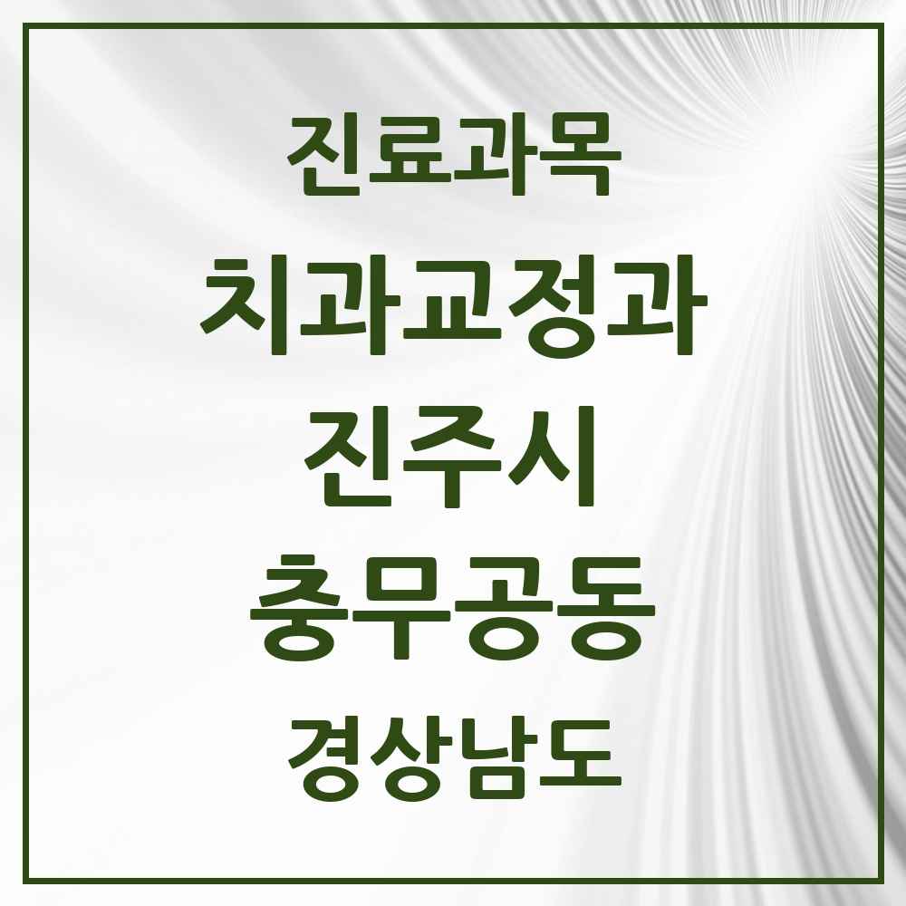 2025 경상남도 진주시 충무공동 교정치과 목록 9곳