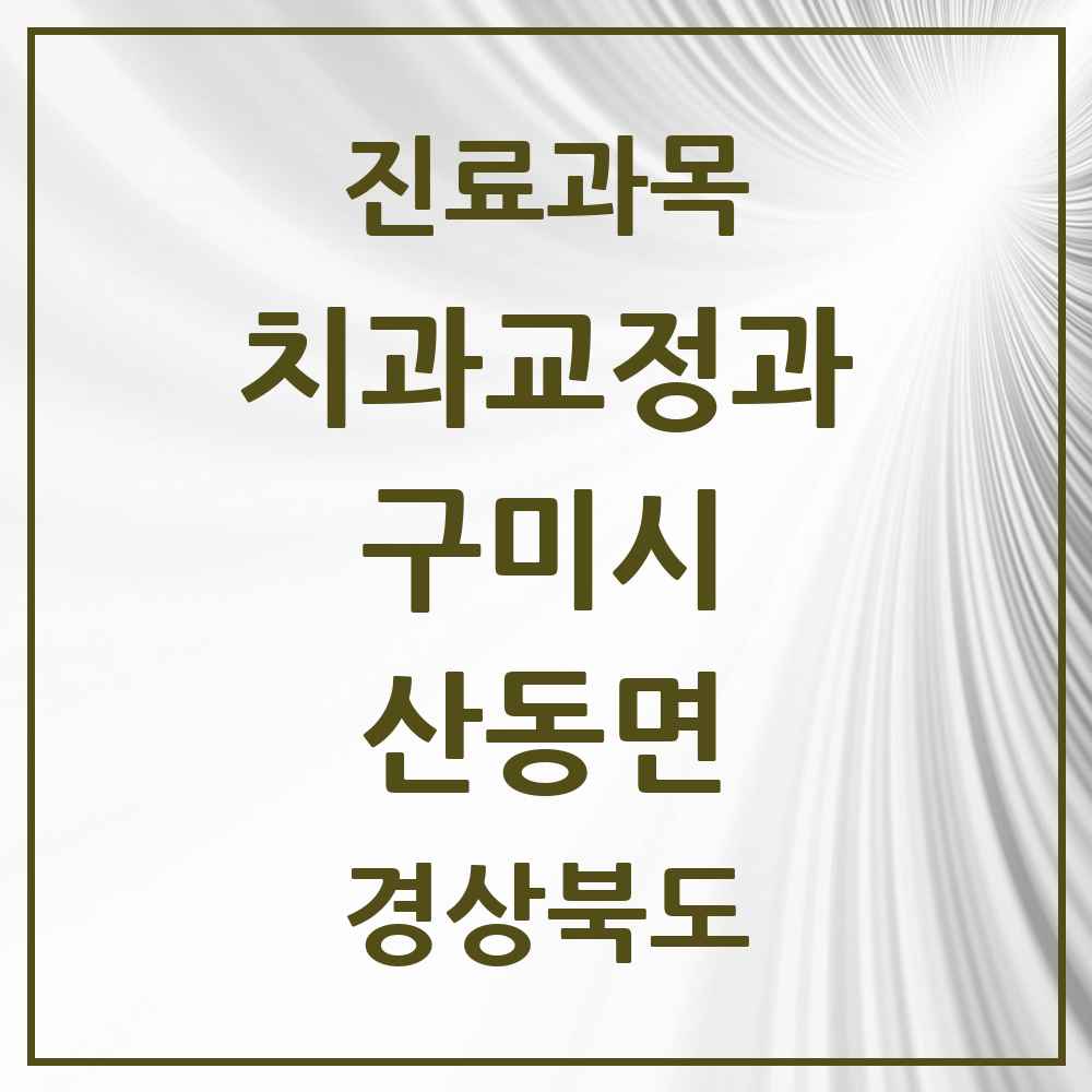 2025 경상북도 구미시 산동면 교정치과 목록 2곳