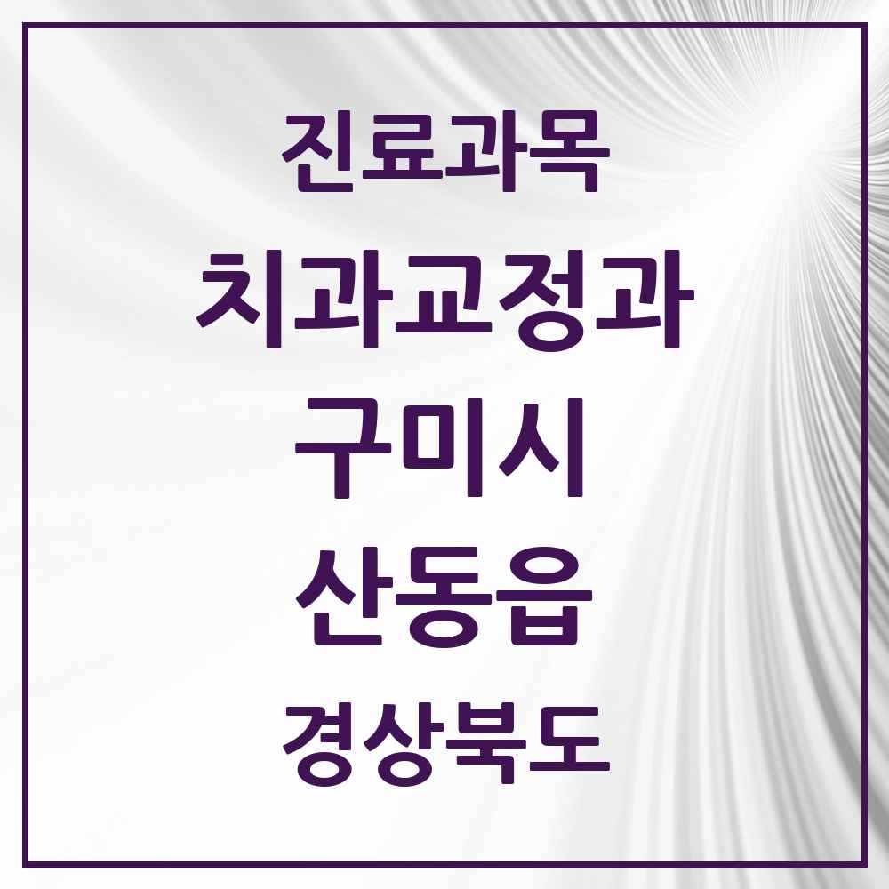 2025 경상북도 구미시 산동읍 교정치과 목록 1곳