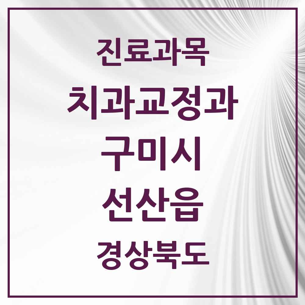 2025 경상북도 구미시 선산읍 교정치과 목록 2곳
