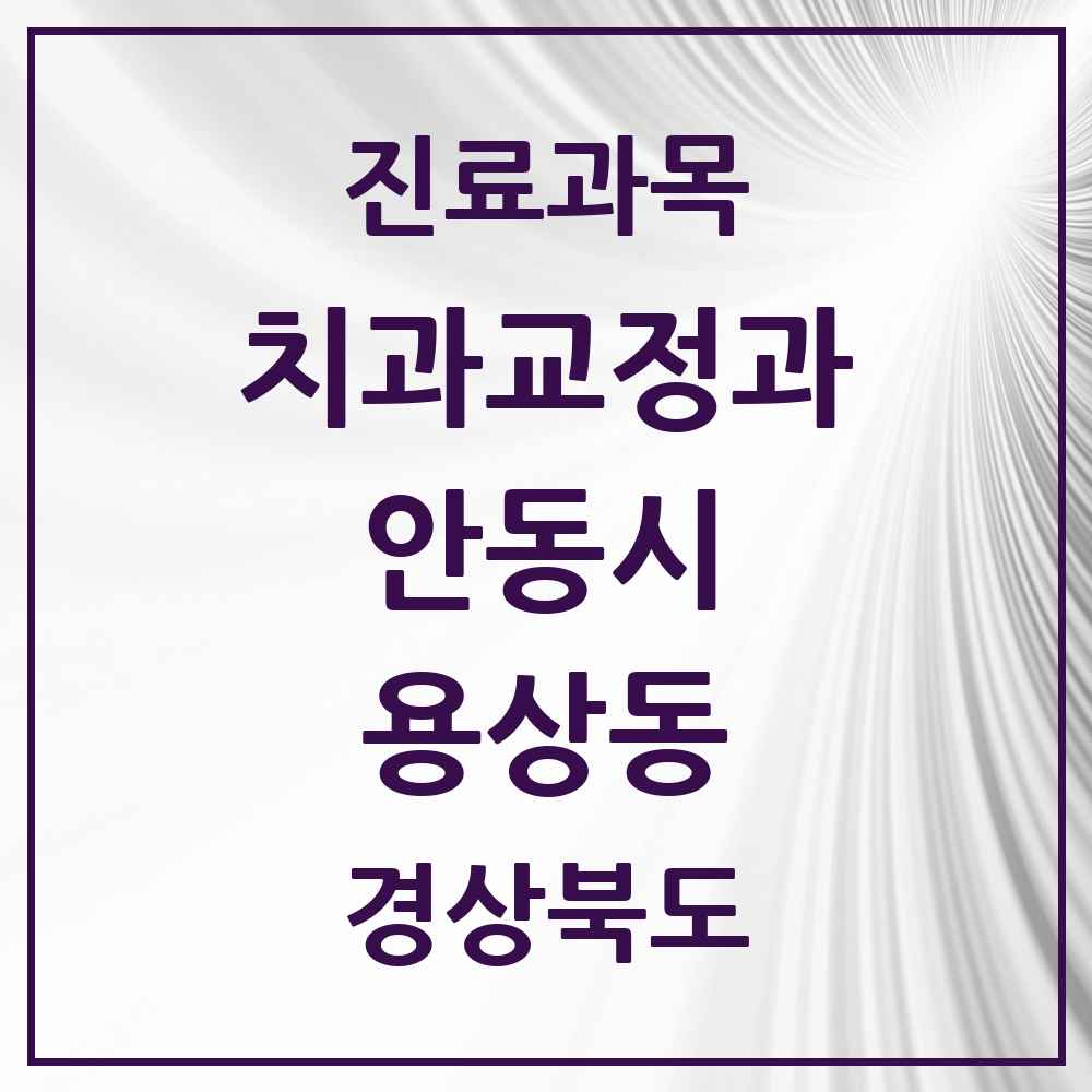 2025 경상북도 안동시 용상동 교정치과 목록 2곳