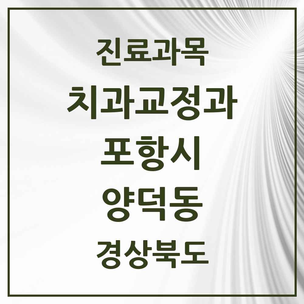 2025 경상북도 포항시 양덕동 교정치과 목록 6곳