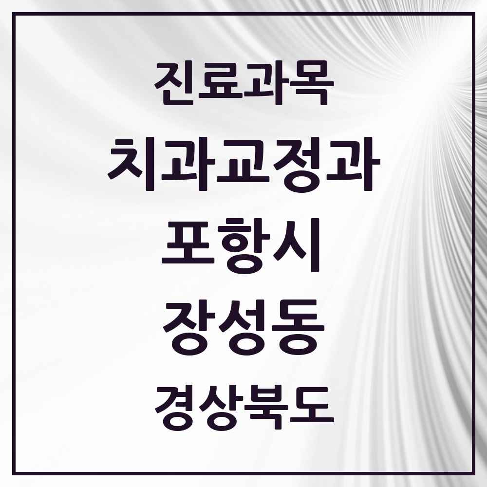2025 경상북도 포항시 장성동 교정치과 목록 1곳