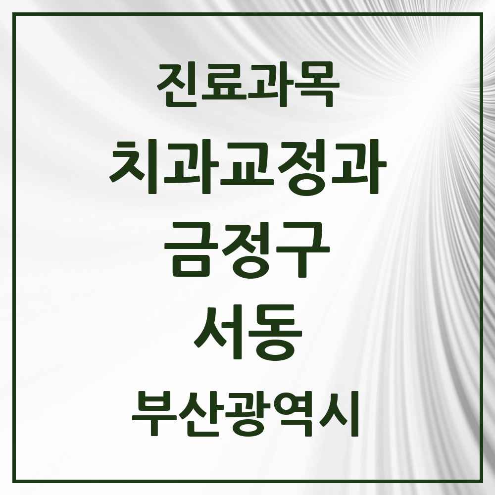 2025 부산광역시 금정구 서동 교정치과 목록 5곳