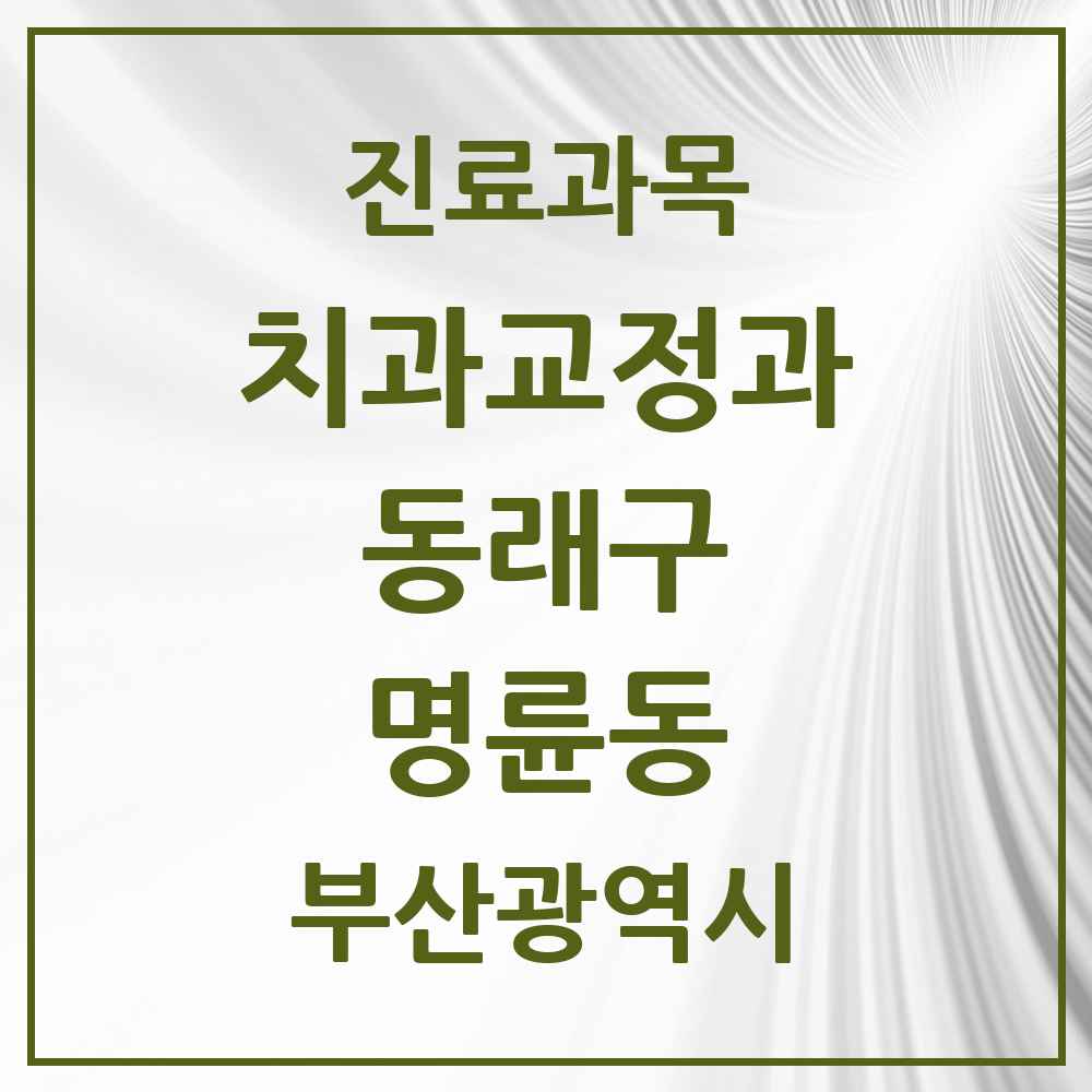 2025 부산광역시 동래구 명륜동 교정치과 목록 9곳