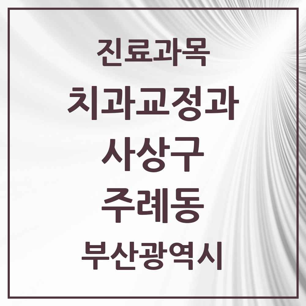 2025 부산광역시 사상구 주례동 교정치과 목록 3곳