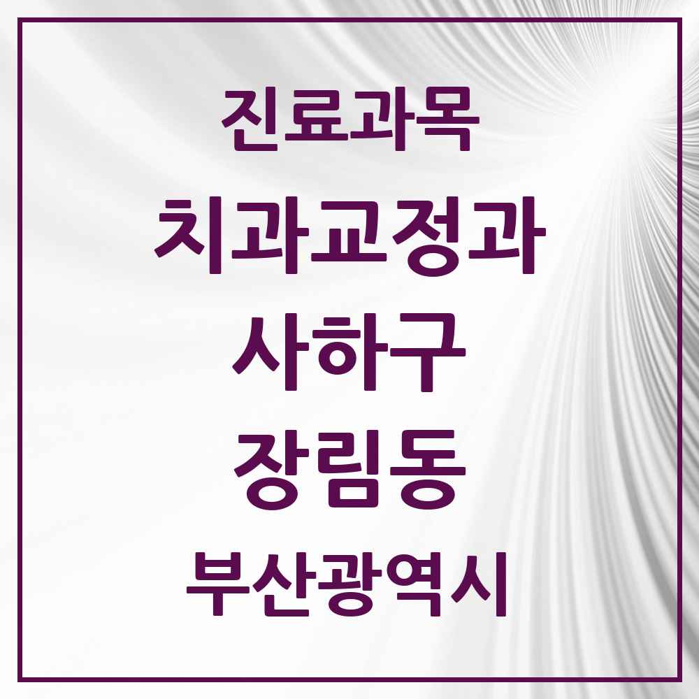 2025 부산광역시 사하구 장림동 교정치과 목록 4곳
