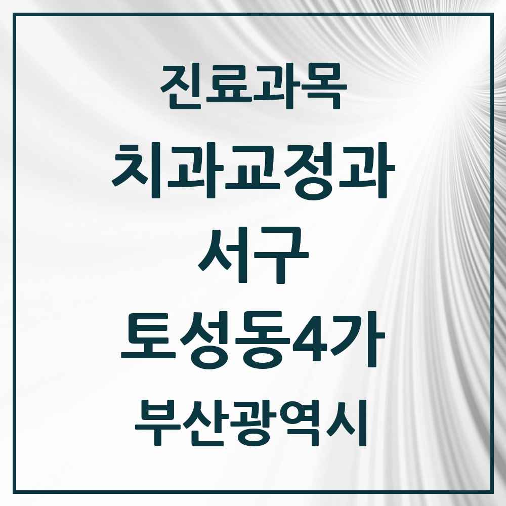 2025 부산광역시 서구 토성동4가 교정치과 목록 1곳