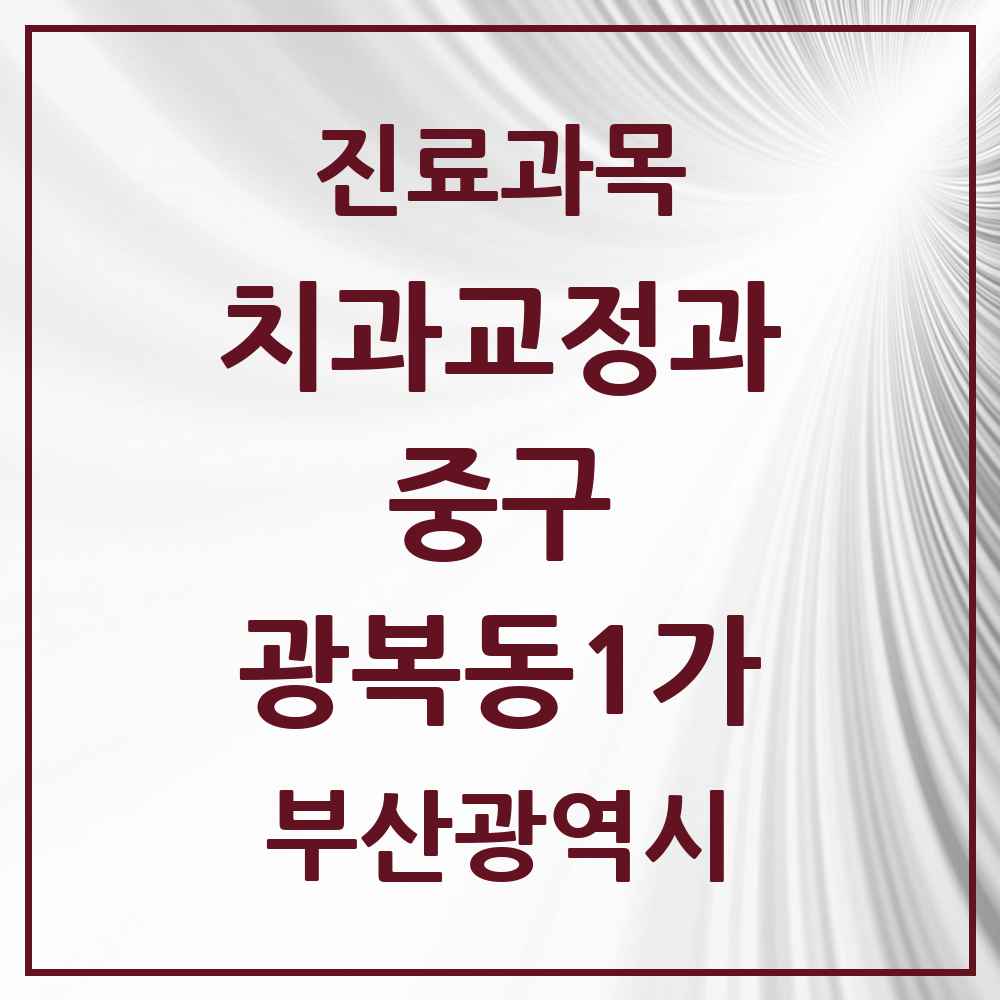 2025 부산광역시 중구 광복동1가 교정치과 목록 2곳