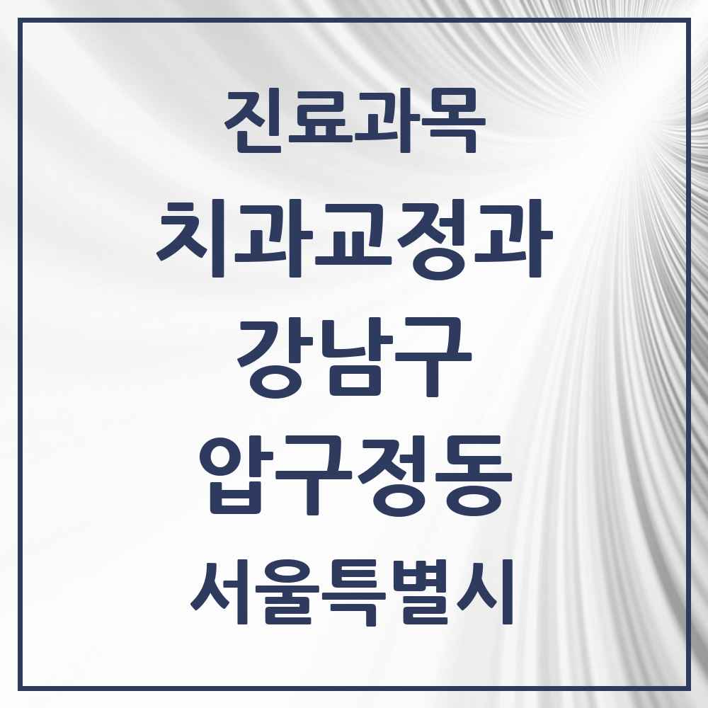 2025 서울특별시 강남구 압구정동 교정치과 목록 2곳