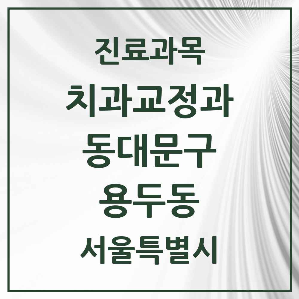 2025 서울특별시 동대문구 용두동 교정치과 목록 9곳