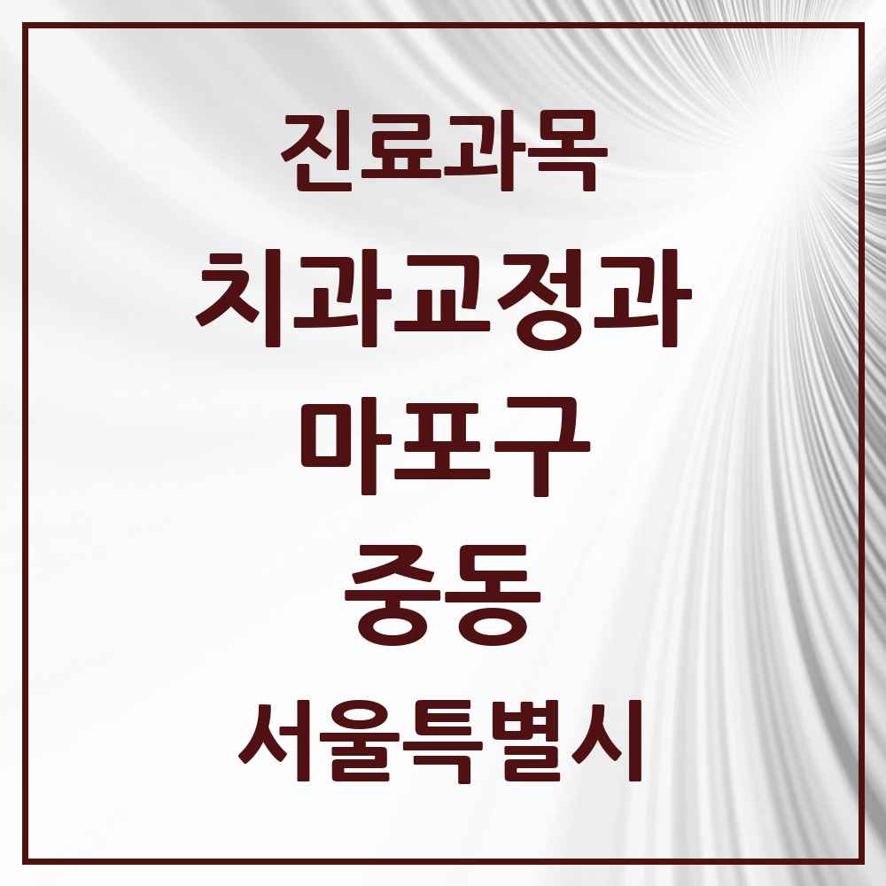 2025 서울특별시 마포구 중동 교정치과 목록 3곳