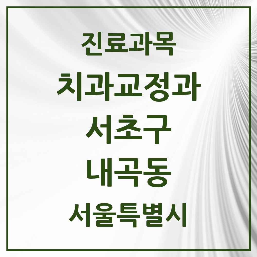 2025 서울특별시 서초구 내곡동 교정치과 목록 3곳