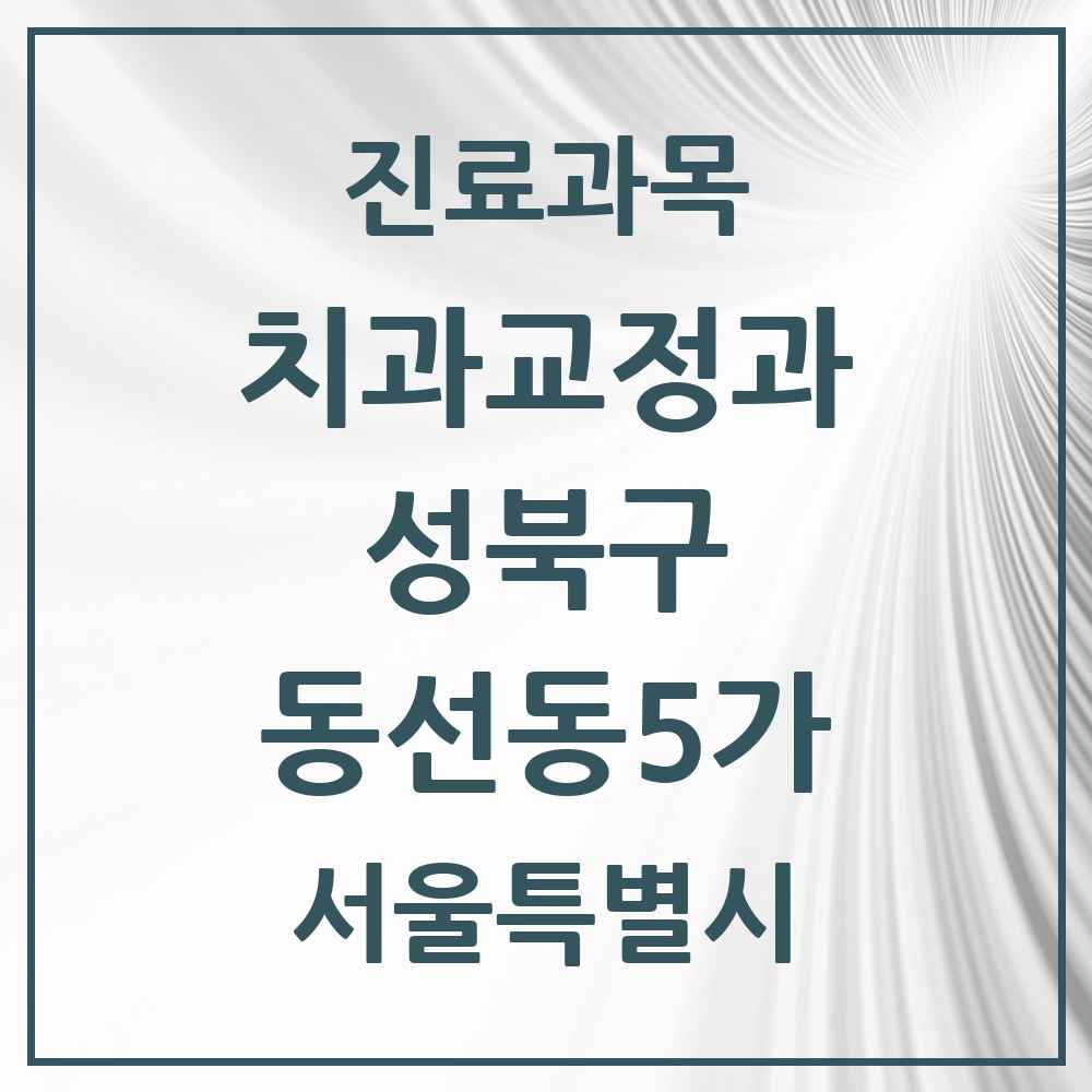 2025 서울특별시 성북구 동선동5가 교정치과 목록 1곳