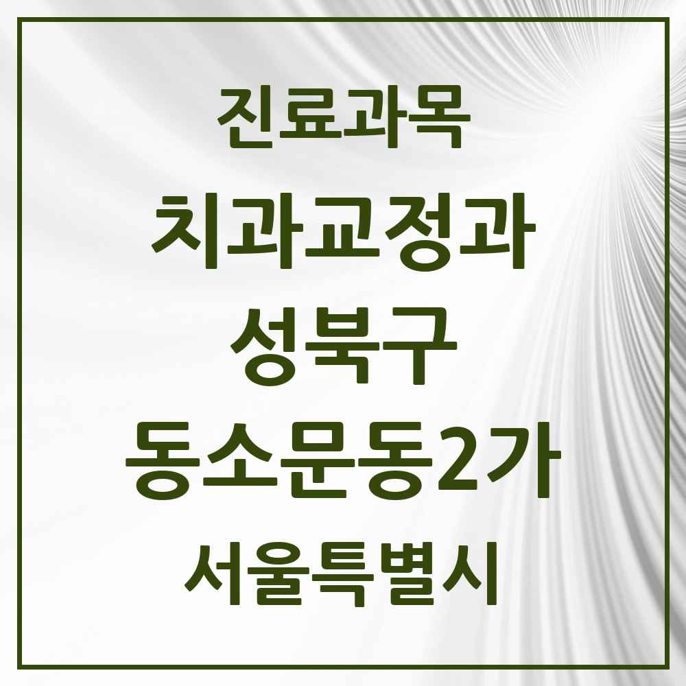 2025 서울특별시 성북구 동소문동2가 교정치과 목록 2곳