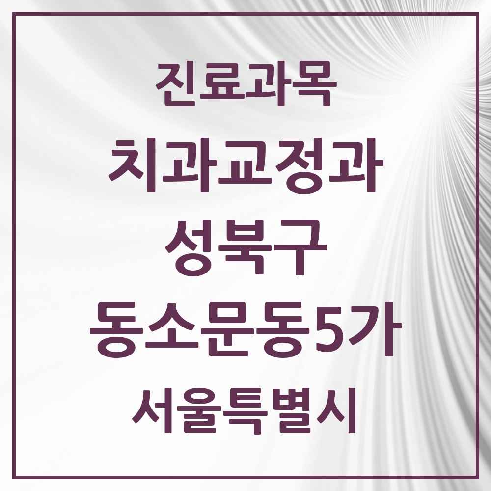 2025 서울특별시 성북구 동소문동5가 교정치과 목록 2곳