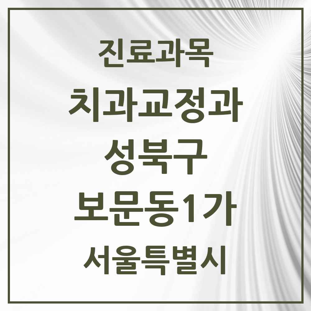 2025 서울특별시 성북구 보문동1가 교정치과 목록 2곳