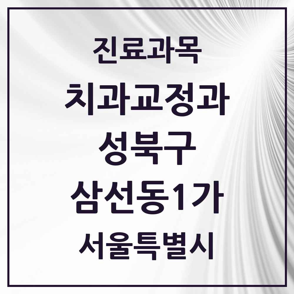 2025 서울특별시 성북구 삼선동1가 교정치과 목록 2곳