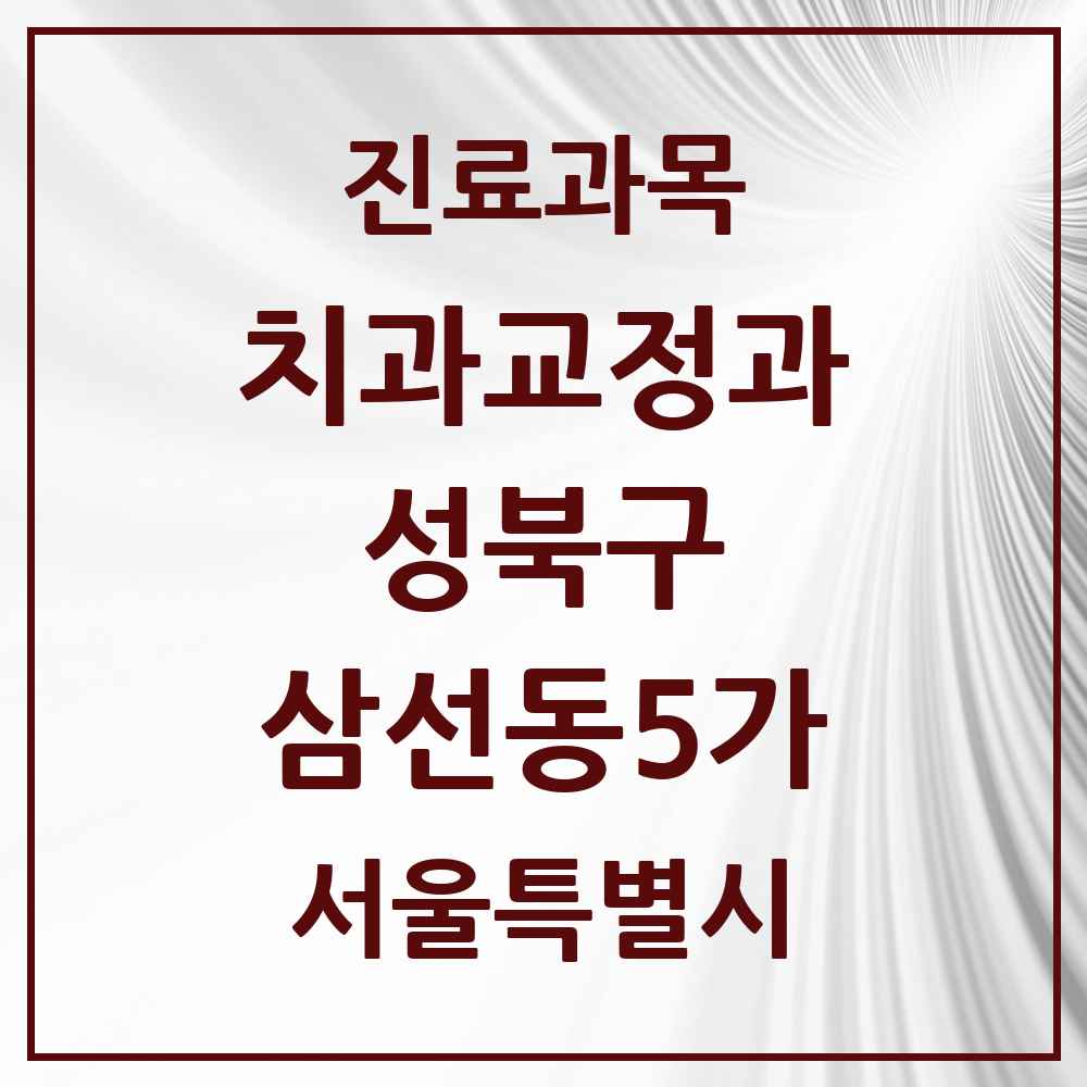 2025 서울특별시 성북구 삼선동5가 교정치과 목록 2곳