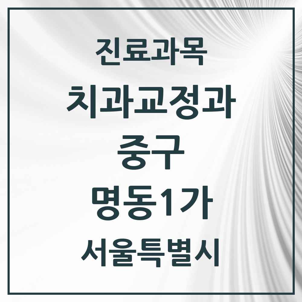2025 서울특별시 중구 명동1가 교정치과 목록 2곳