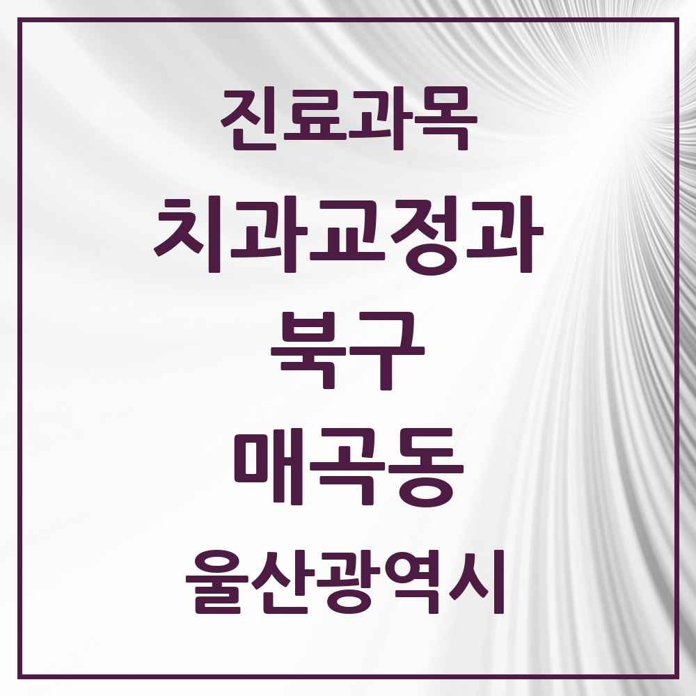 2025 매곡동 교정치과 모음 5곳 | 울산광역시 북구 추천 리스트