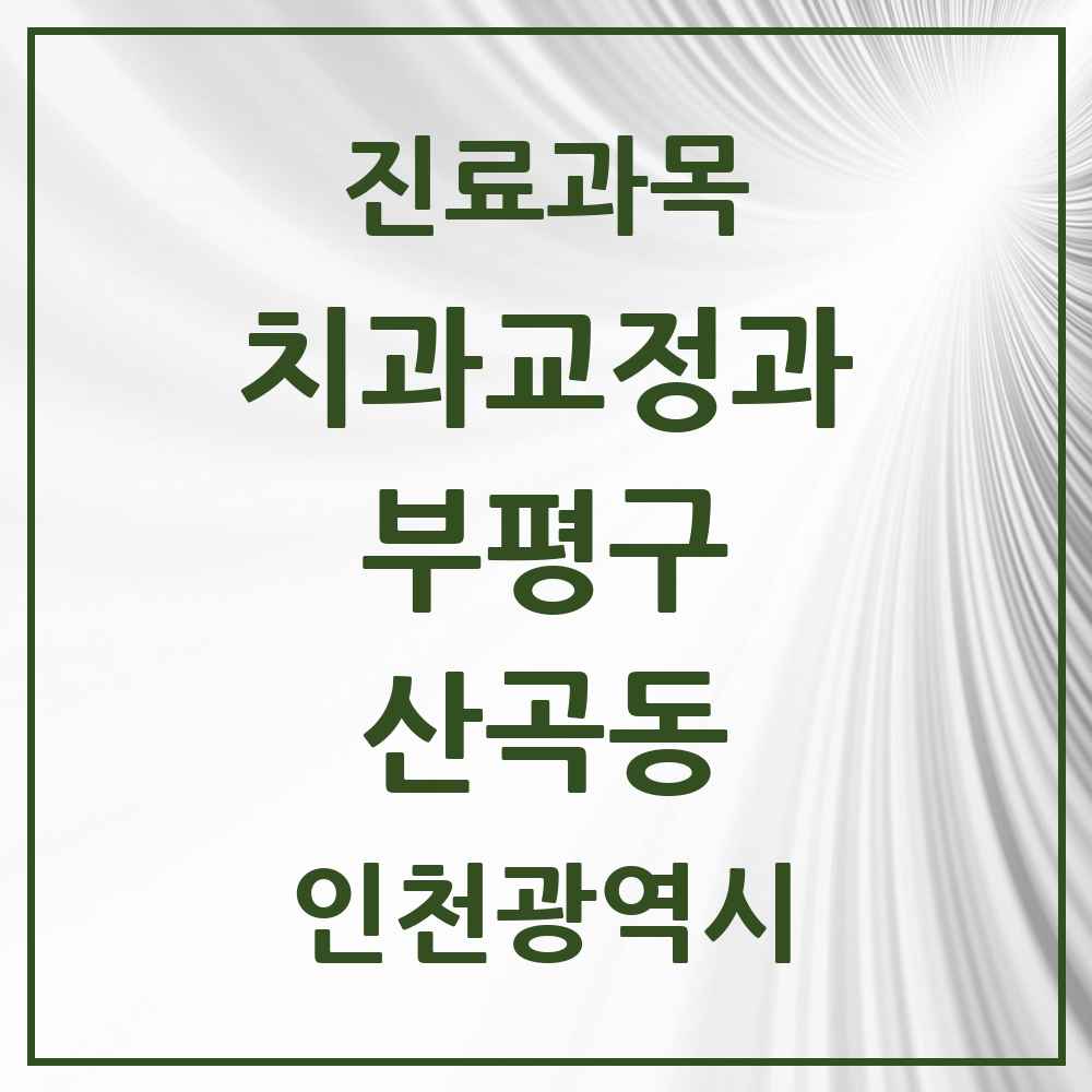2025 인천광역시 부평구 산곡동 교정치과 목록 15곳