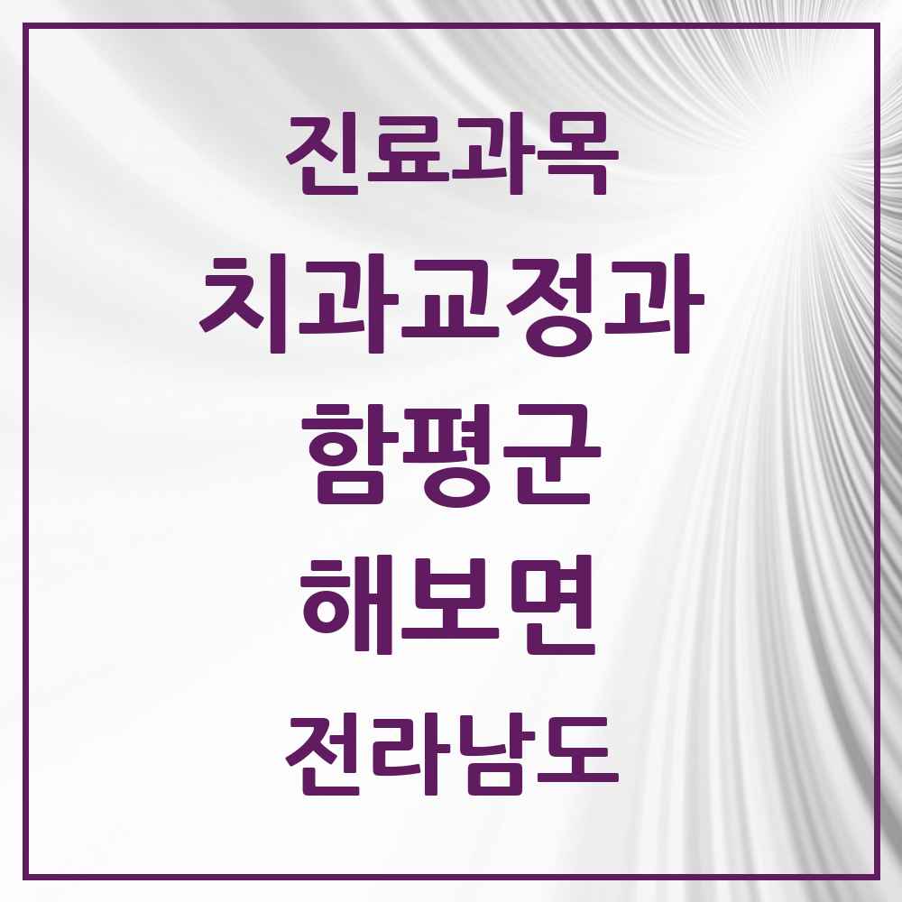 2025 전라남도 함평군 해보면 교정치과 목록 1곳