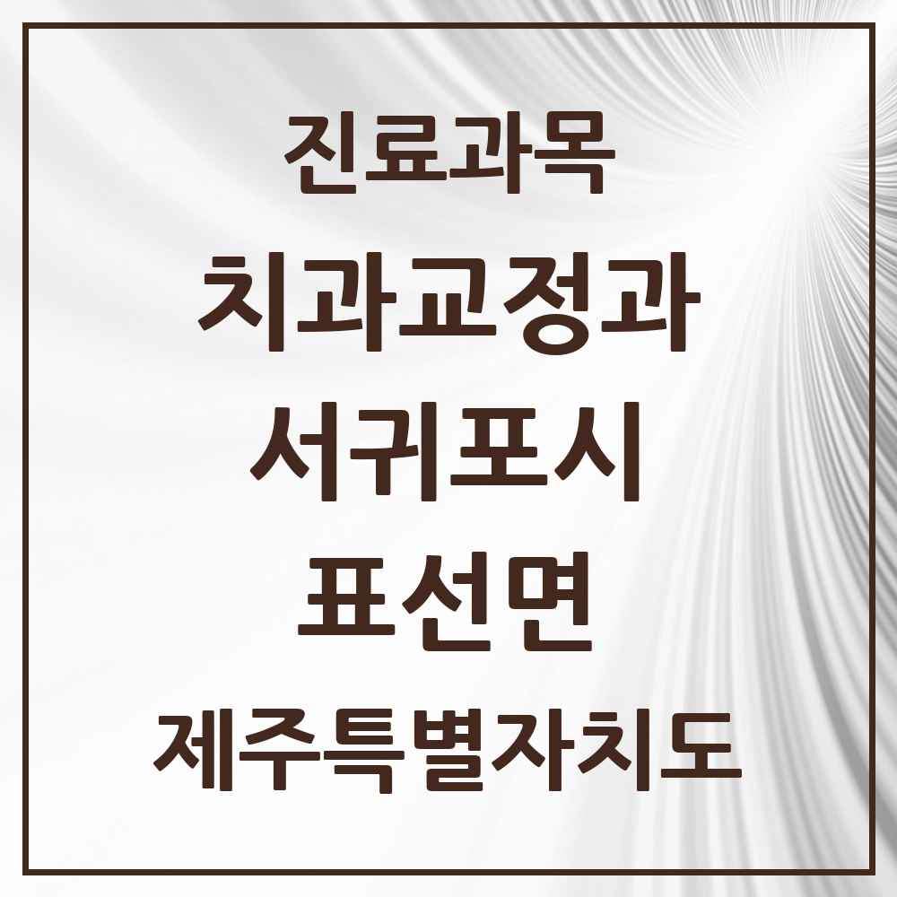 2025 제주특별자치도 서귀포시 표선면 교정치과 목록 3곳