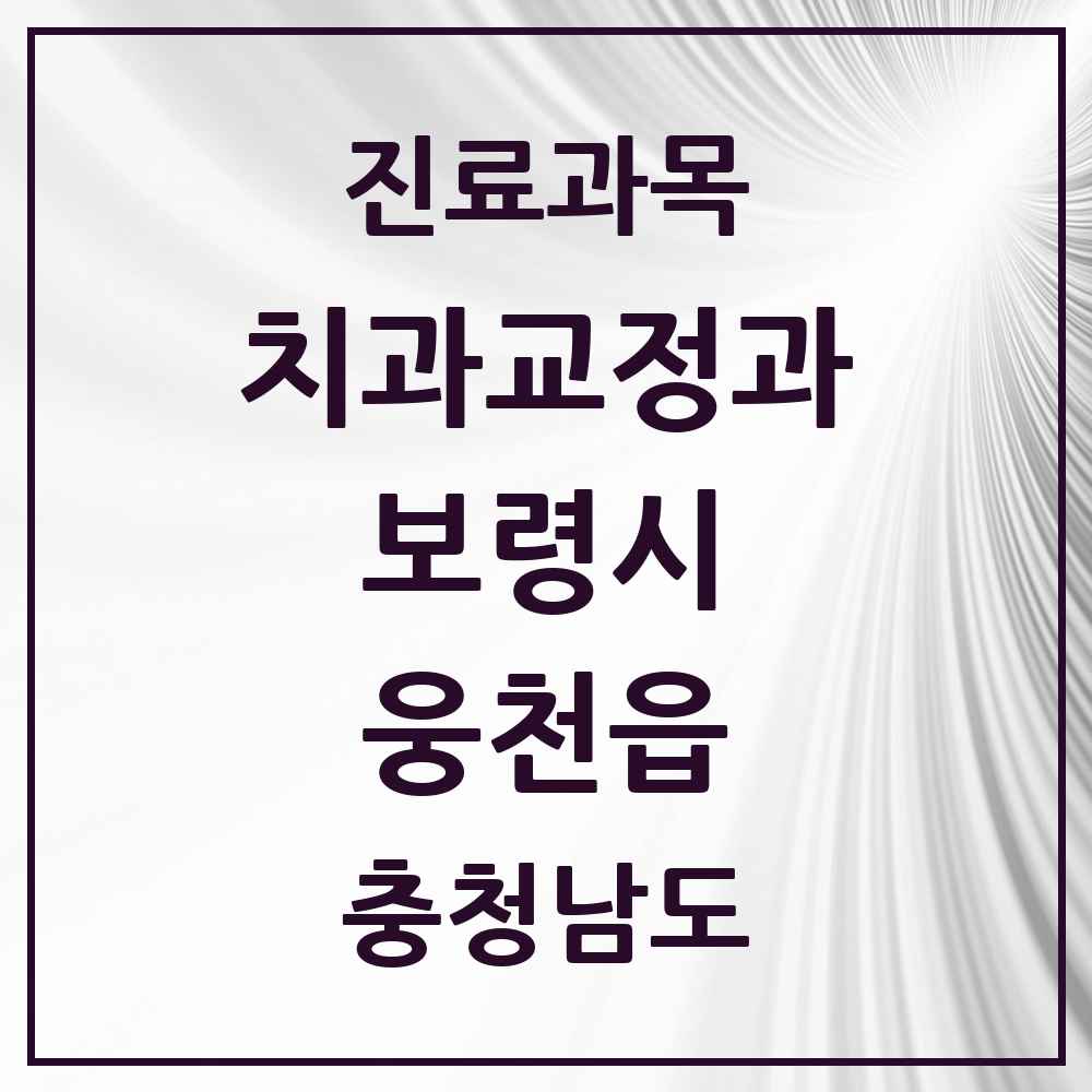2025 충청남도 보령시 웅천읍 교정치과 목록 1곳