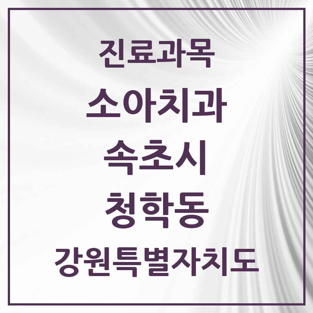 2025 강원특별자치도 속초시 청학동 소아치과 목록 3곳