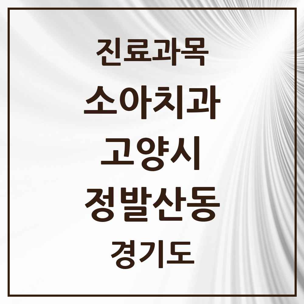 2025 경기도 고양시 정발산동 소아치과 목록 2곳