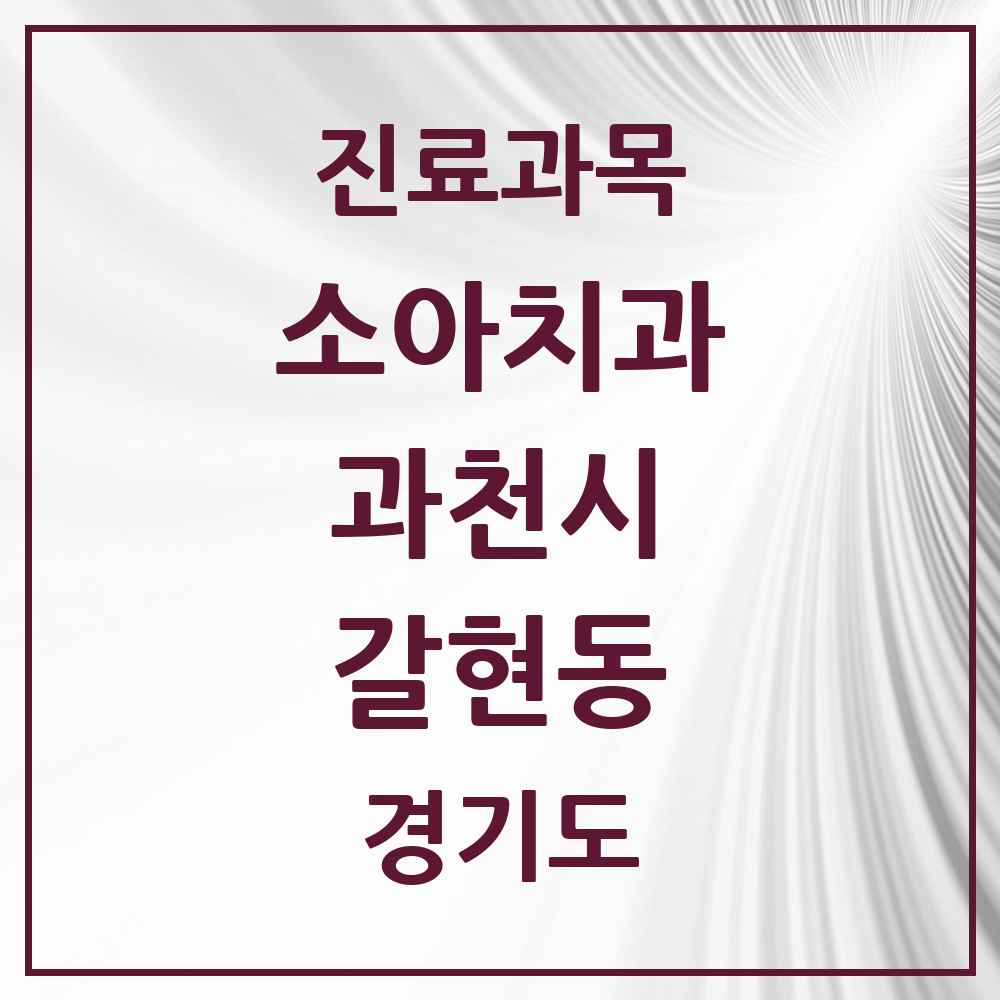 2025 경기도 과천시 갈현동 소아치과 목록 1곳