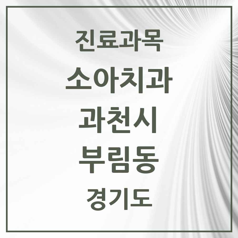 2025 경기도 과천시 부림동 소아치과 목록 2곳