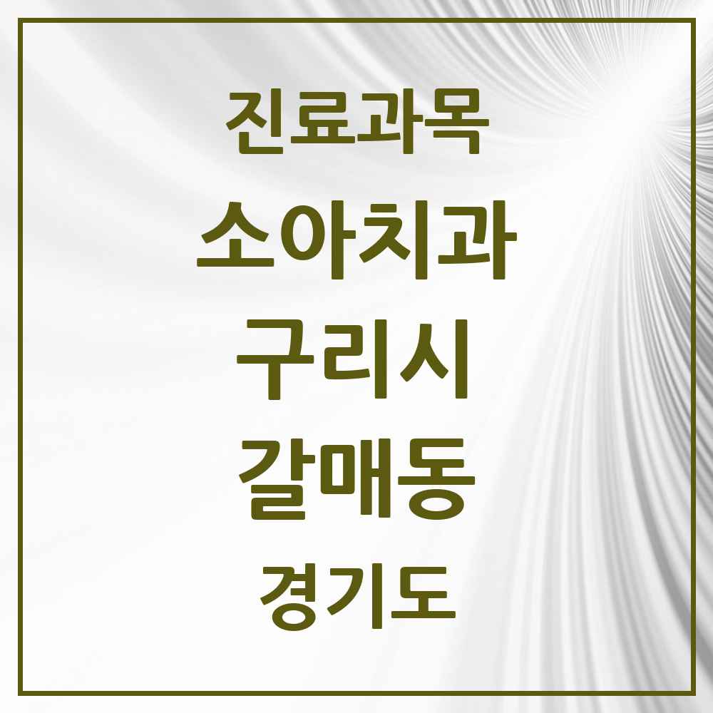 2025 경기도 구리시 갈매동 소아치과 목록 12곳