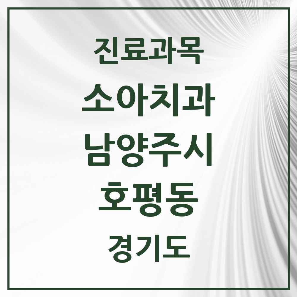 2025 경기도 남양주시 호평동 소아치과 목록 17곳
