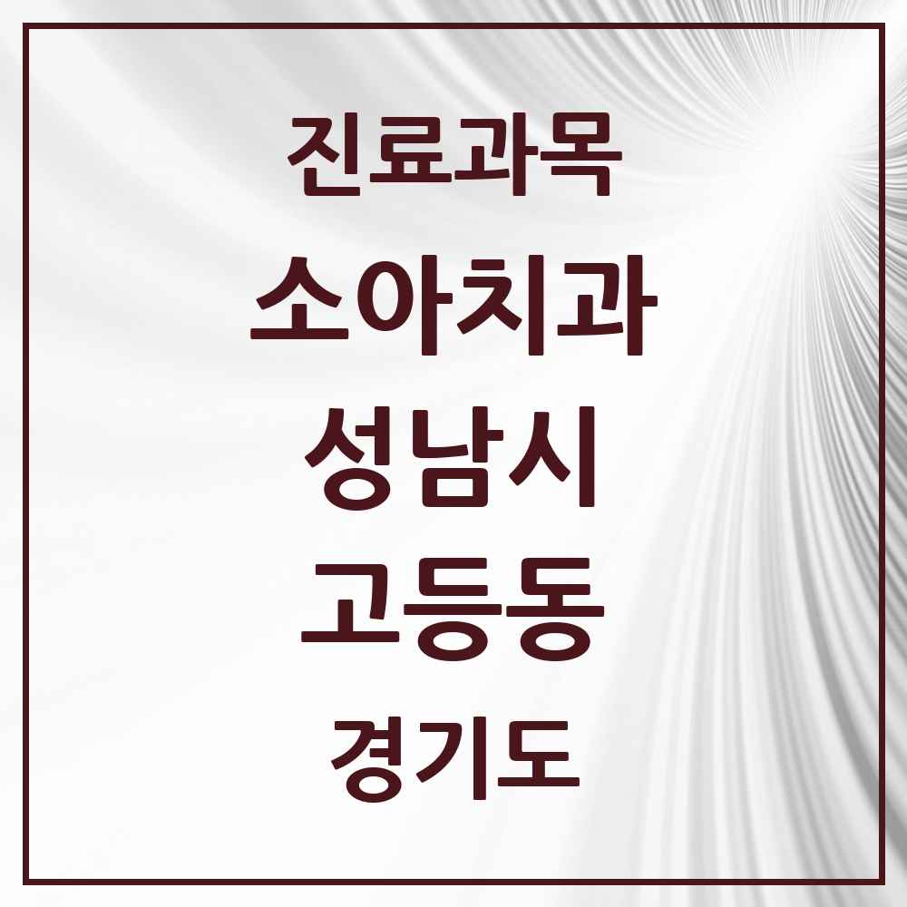 2025 경기도 성남시 고등동 소아치과 목록 2곳
