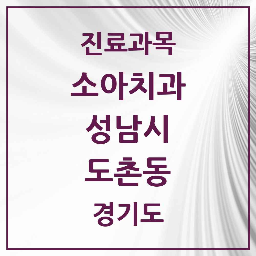 2025 경기도 성남시 도촌동 소아치과 목록 1곳