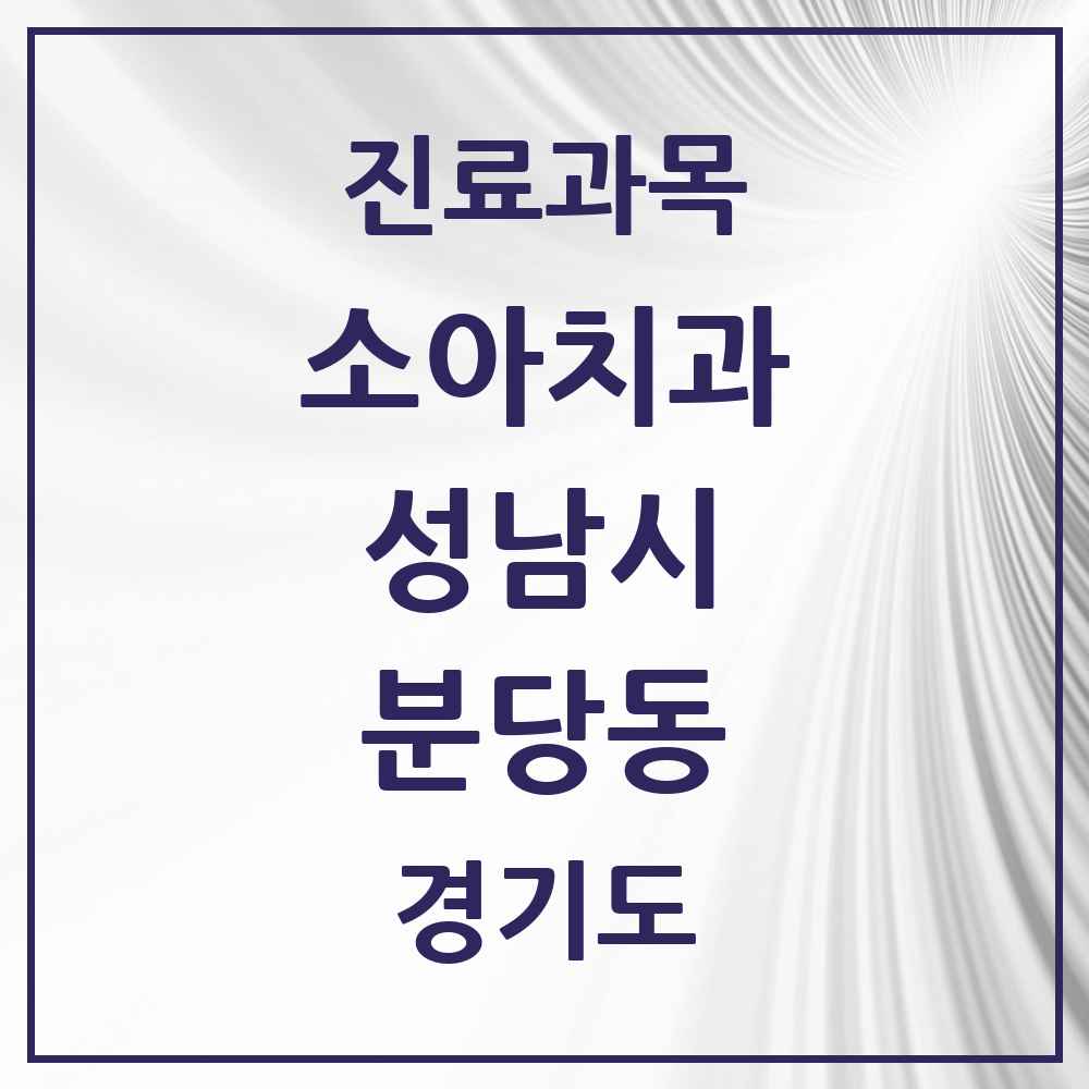 2025 경기도 성남시 분당동 소아치과 목록 3곳