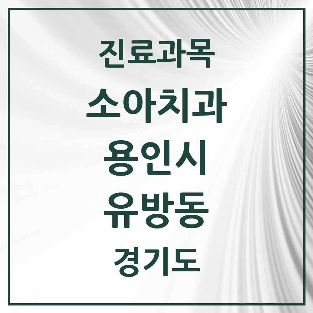 2025 경기도 용인시 유방동 소아치과 목록 1곳