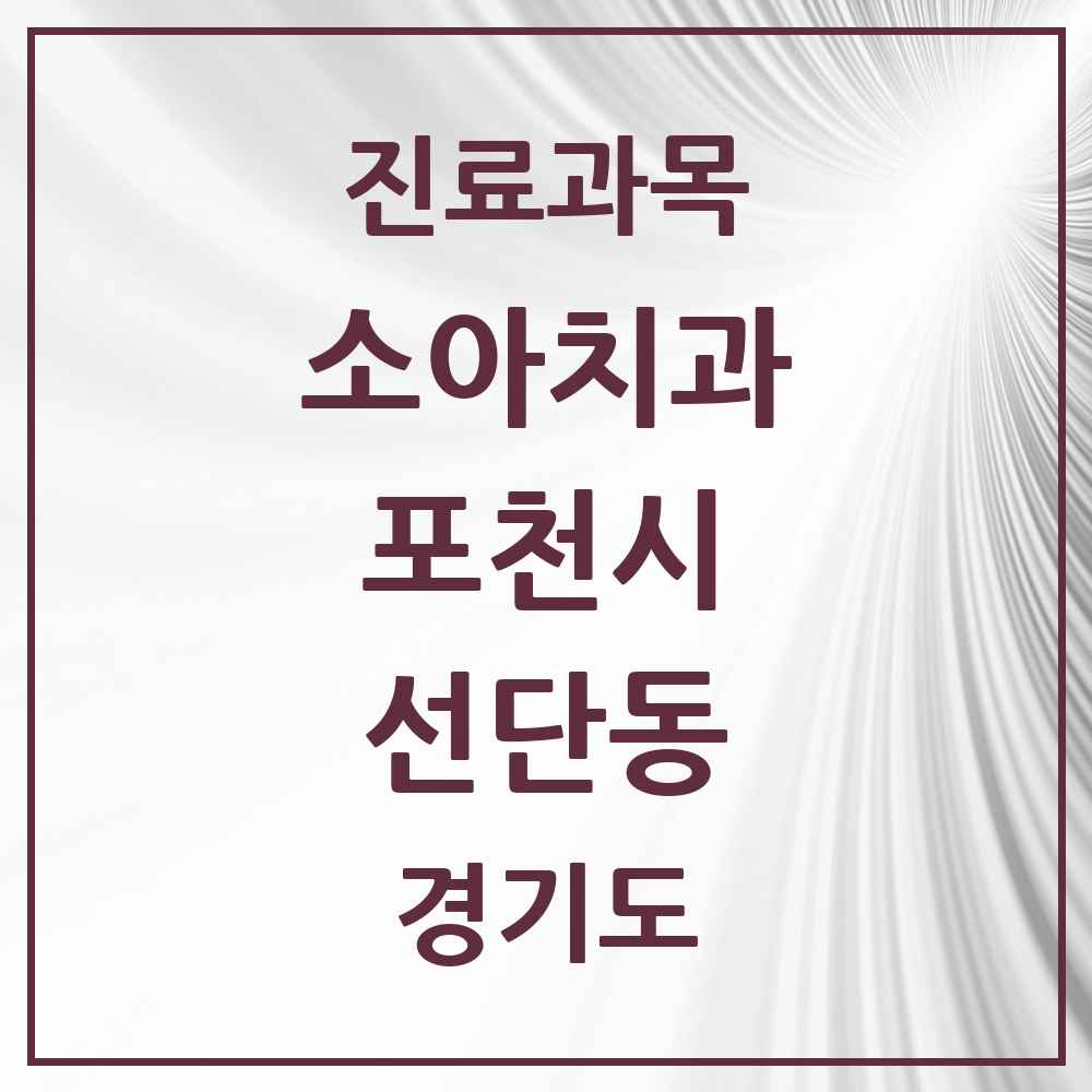 2025 경기도 포천시 선단동 소아치과 목록 2곳