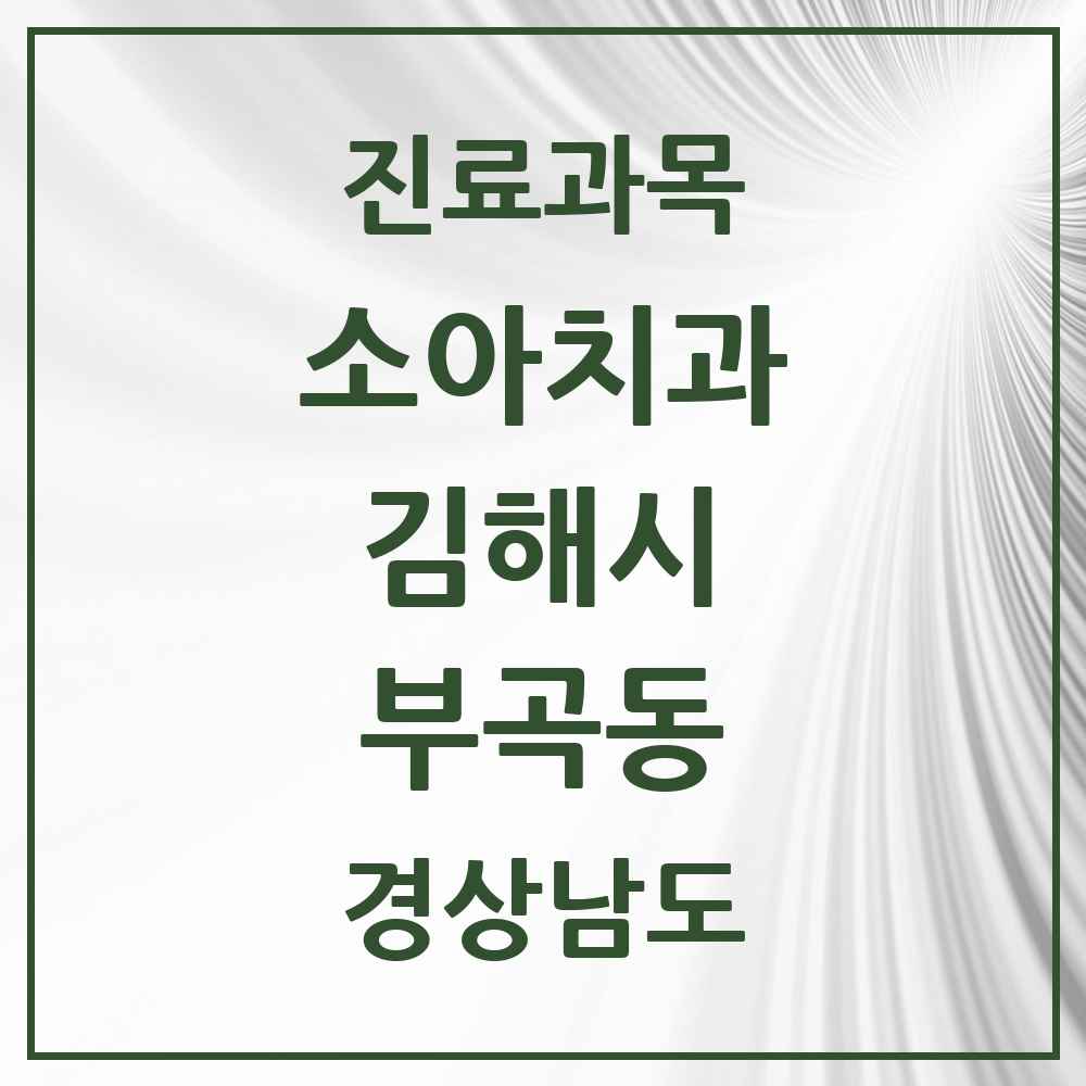 2025 경상남도 김해시 부곡동 소아치과 목록 10곳