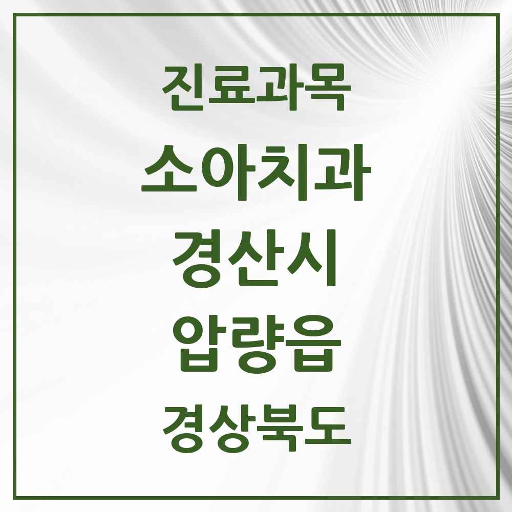 2025 경상북도 경산시 압량읍 소아치과 목록 3곳