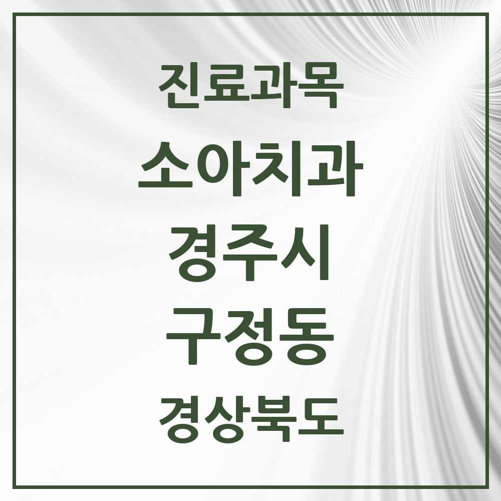 2025 경상북도 경주시 구정동 소아치과 목록 1곳